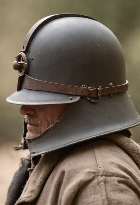 A war helmet, with an open jail door on the helmet, depicting freedom, 8k, uhd, harsh low lighting, high quality, sharp focus, fujifilm XT3