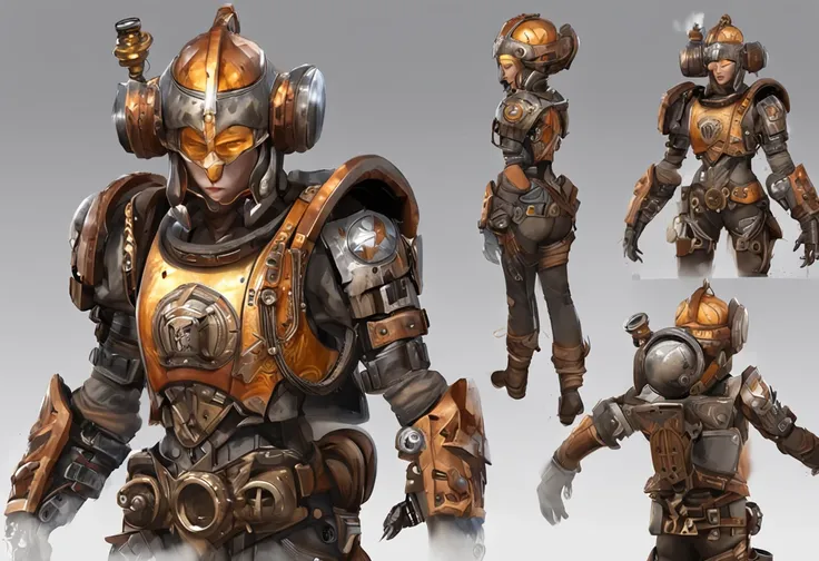 ((Best Quality)), ((Masterpiece)), (Very Detailed: 1.3), 3D, Steampunk Warrior After Desert Battle, Steampunk Weapon, Dark Style Armor, Cinema Lights, (Best Vision Photo of a Mechanical Girl), Anatomically Correct, High Density Display (High Dynamic Range)...