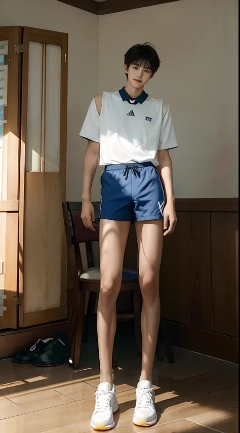 （A 15-year-old junior high school boy：2），Positive perspective，（malefocus），（Expose the whole body：2），Height 300 cm，Super long legs, Straight legs，Expose shoes，Tall guy，Tall，broad shoulder，Shota，Round face and pointed chin，（The face of the animated male prot...