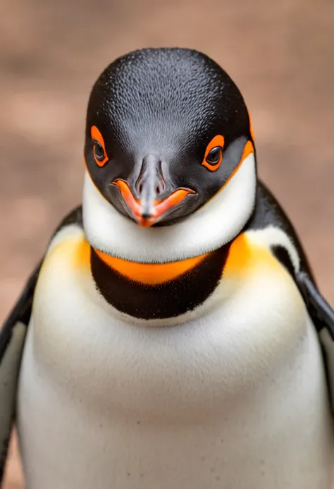 There are four faces of penguins that are together in a circle, Emperor Penguins, King Penguin with a crown, Gentoo penguin and Magellanic penguin in cartoon format.