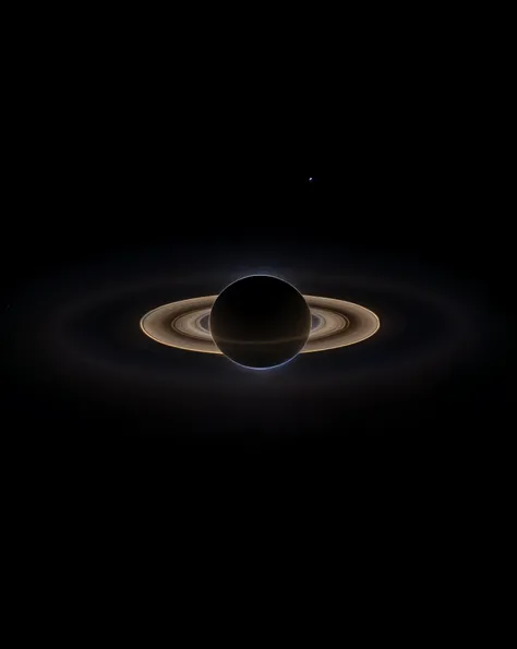 a black background with a saturn ring and a ring of light, spring on saturn, over looking saturn, in honor of saturn, saturn in the background, saturn, planet saturn, visiting saturn, planet with rings, saturn in the sky, nasa photo, nasa photograph, orbit...