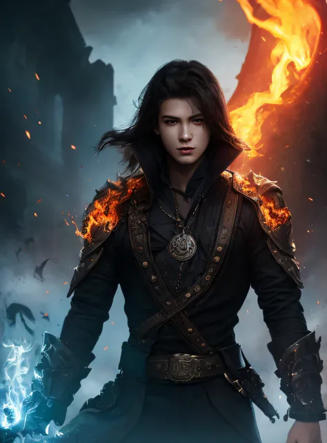 1girl,solo,masterpiece, best quality,fantasy,dark,shadow,
face is important,boy is important,eyes are important,rThe character is the main body of the work,(upper body),
flames,ruins, swirling magic,