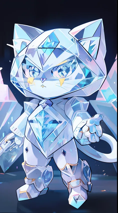 ((((diamond cat)))),the glasses are diamond-shaped，diamond-shaped mech，battle cats，the fuselage is also diamond-shaped，the ears ...