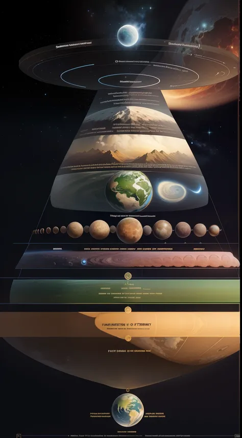 Schematic diagram of the structure hierarchy of the Mount Meru multiverse，Detailed chart annotations，boundary，Border line，Planetary hierarchy，Surrounded by stars，Star chart，Detailed details are plentiful，Charts，Astronomy Teaching Diagram，