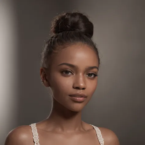 A photorealistic view of a beautiful 25 year old girl, African American, brown skin, skinny, flat chest, tiktok, instagram, depicted in high-quality photographic detail. with 8K resolution, Every aspect of the scene is recreated with stunning photorealism....