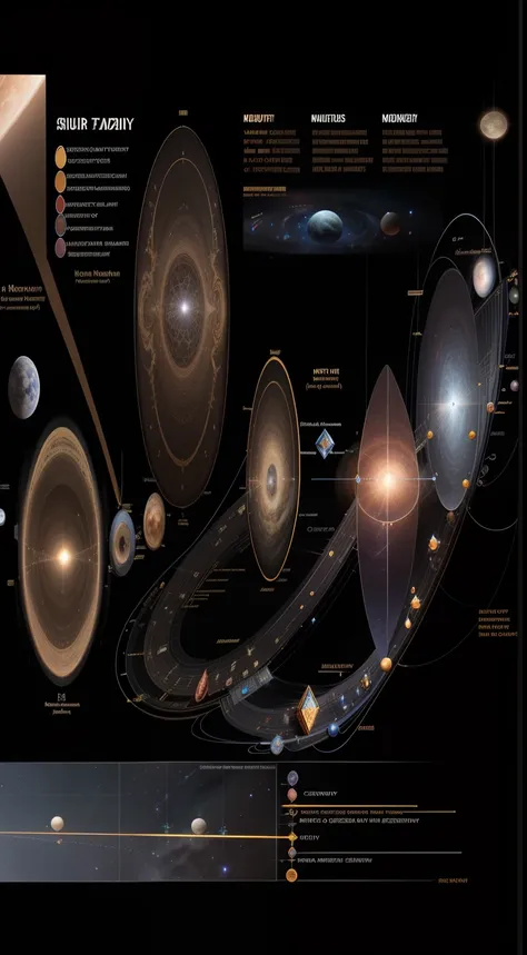 Schematic diagram of the structural hierarchy of the Mount Meru multiverse，Detailed chart annotations，boundage，Border，Planetary hierarchy，Surrounded by stars，Star chart，Detailed details are plentiful，Charts，Astronomy Teaching Diagram，