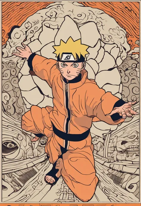 "Create a breathtaking movie poster inspired by Masashi Kishimotos Naruto, showcasing the legendary Naruto Uzumaki in all his glory."