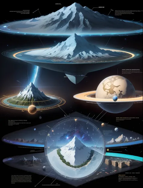 Schematic diagram of the structural hierarchy of the Mount Meru multiverse，Detailed chart annotations，boundage，Border，Planetary hierarchy，Surrounded by stars，Star chart，Detailed details are plentiful，Charts，Astronomy Teaching Diagram，