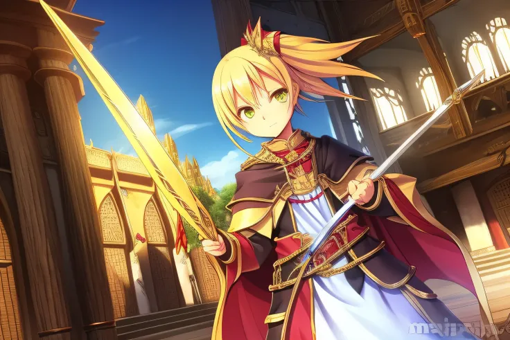 Kizi，A yellow-haired，vred，Sword，palaces