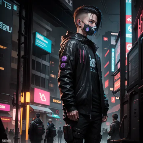 Realistic , cyberpunk , faceless boy