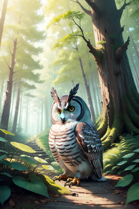 Keywords: peaceful enchanted forest, Curious Owl named Clara, Adventurous Bunny named Lucas, explore secret corners, new exciting adventures.drawing, spring color--ar16:9--