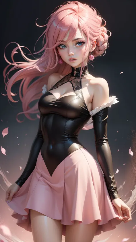 Personagem de animes de  cabelos rosa estilo cartoon