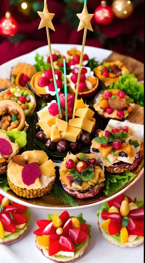 a colorful array of party snacks fills the table, featuring an assortment of savory treats like mini sandwiches, cheese platters...