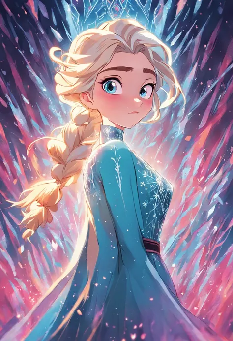 "(Elsa from Frozen:1.1), exquisitely detailed with vibrant colors, in a stunning retro art style."