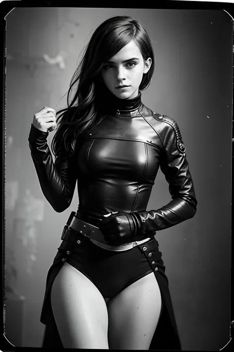 Emma Watson as a cyberpunk woman by Ansel Adams Tintype 1800s