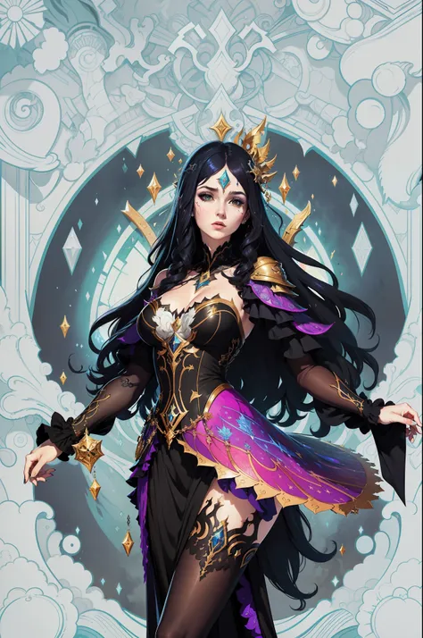 (obra-prima, qualidade superior, melhor qualidade, Arte Oficial, Beautiful and Aesthetic: 1.2), (1girl), extremamente detalhado, (Arte Fractal: 1.3), Colouring, Mais Detalhado, (morgana, league of legends)