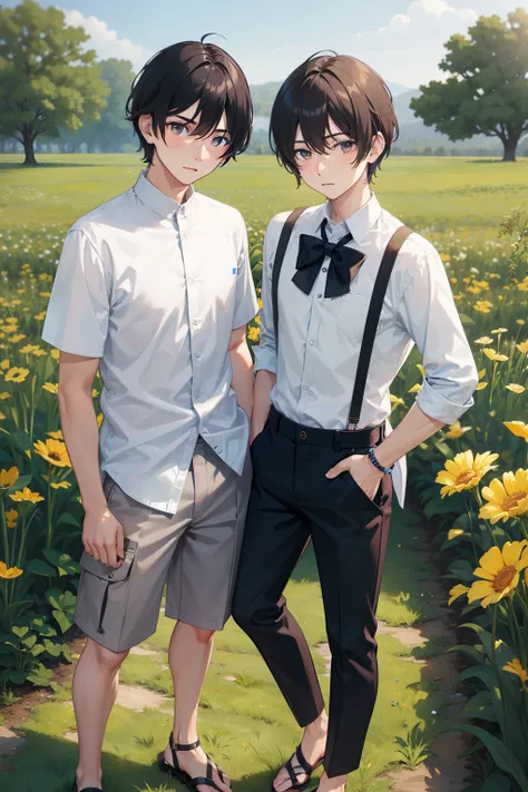 twinks　In the field　soio　male people　Button Shirt　JINS　sandal　jpn　A dark-haired