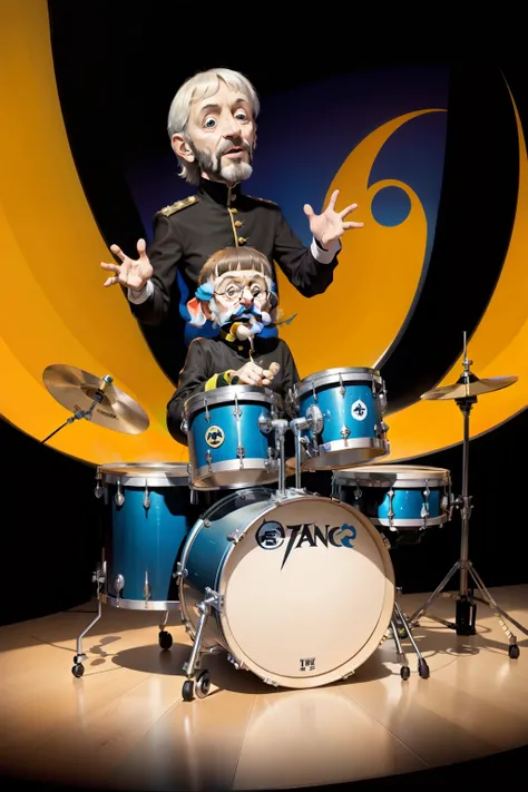 Ringo Starr, As a sock puppet, playing drums, concept art, 4k