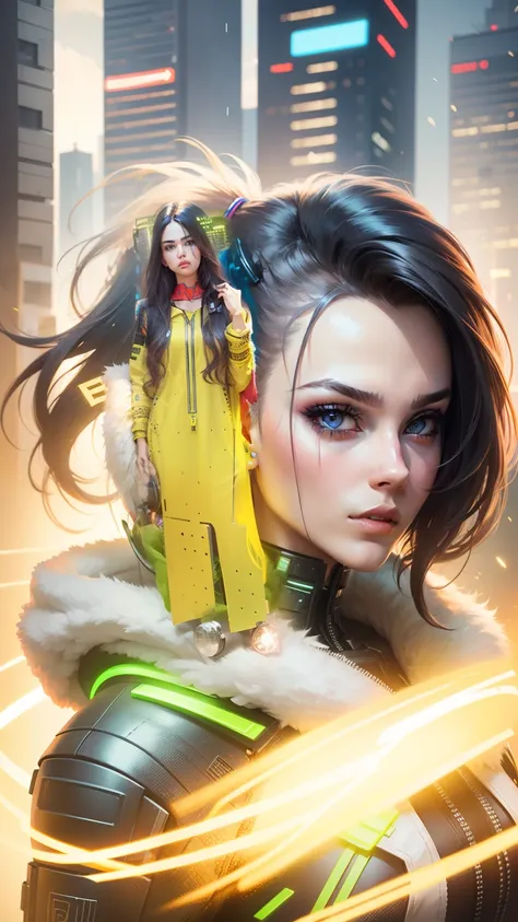 Change background cyberpunk handsome girl ultra 4k realistic face portrait