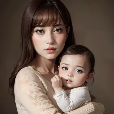 cute girl with her baby , photo realistic high quality ultra 8k image