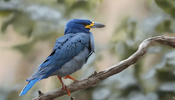 Pajaro de raza senegal azul claro ,gris y mejillas rojitas  que este en unas ramas de un arbol blanco  sea el protagonista principal Renderizado realista natural, fotorrealista altamente detallado, render fotorrealista, Arte conceptual fotorrealista, Rende...