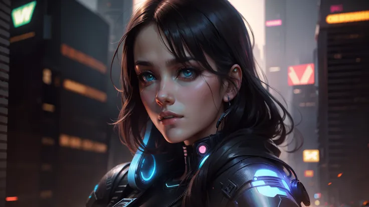 Change background cyberpunk beautiful girl realistic, 8k, ultra realistic