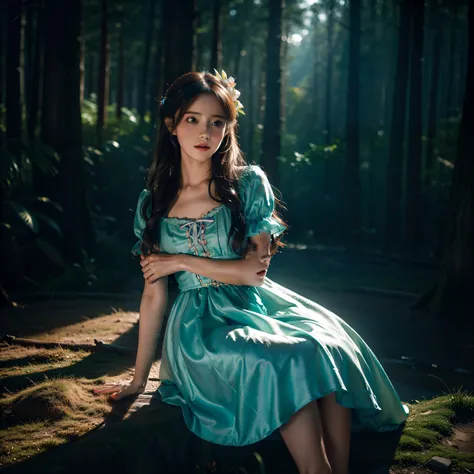 Cute girl in fairytale dress , hyper realistic Detailed image Cinematic Colour Grading And Lighting , high quality 8k Image