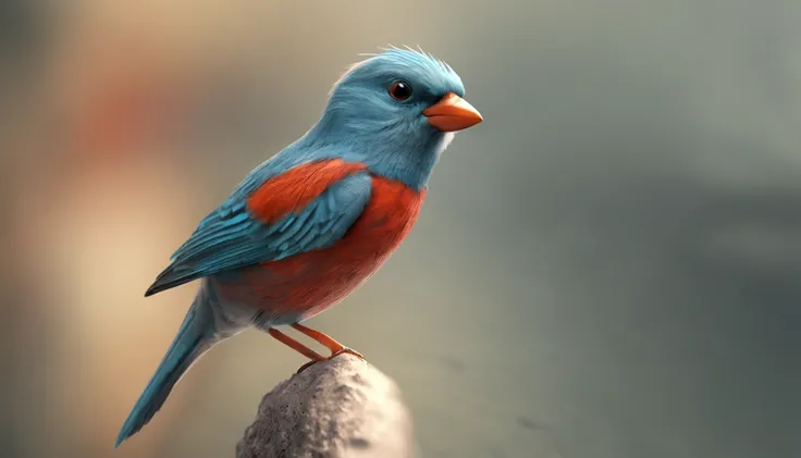 diamanr bird four-color blue aquamarine orange red all over its body that this in a tree is the main protagonist Natural realistic rendering, fotorrealista altamente detallado, render fotorrealista, Arte conceptual fotorrealista, Render hiper real, Renderi...