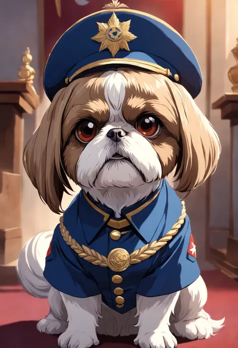 "a Shih-Tzu wearing a generals uniform"