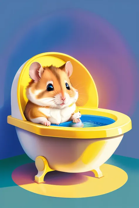 Hamster in a toilet, concept art, 4k, in the style of Peter max, chaos