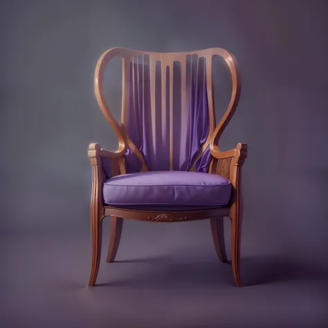 ((This is the example of a 16k image of an armchair inspired by a purple ipê)) ipes sheets behind the chair seat. Detalhes por toda cadeira