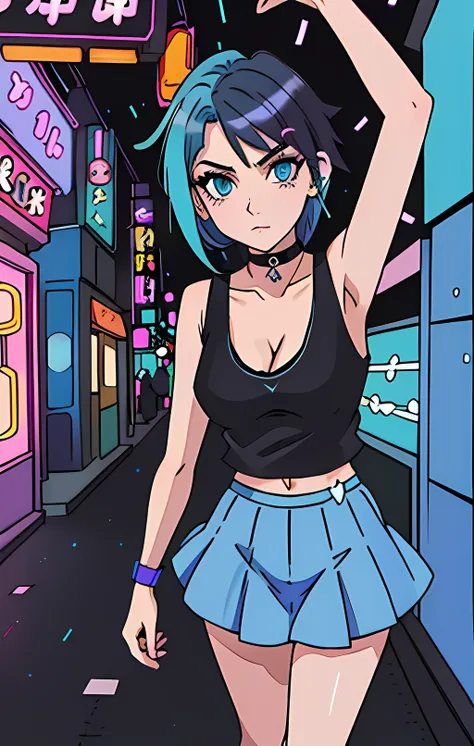 1girl, mature woman, ((full length shot)), masterpiece, professional Anime, standing, (blue hair), (large breasts), tall, long legs, portrait, anatomically correct, (full body), skin texture, anime eyes, perfect eyes, beautiful, gorgeous, beautiful body, (...