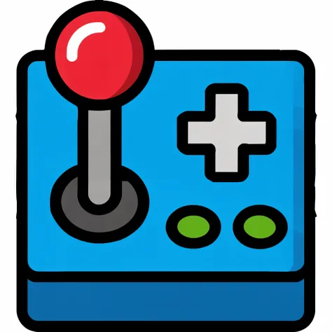 a blue and red joystick with a red button, video game icon, item de videogame, controle de videogame, game icon stylized, dark video game icon design, video game icon design, game icon, game icon asset, em um fundo preto de cor plana, Game Icons, video gam...