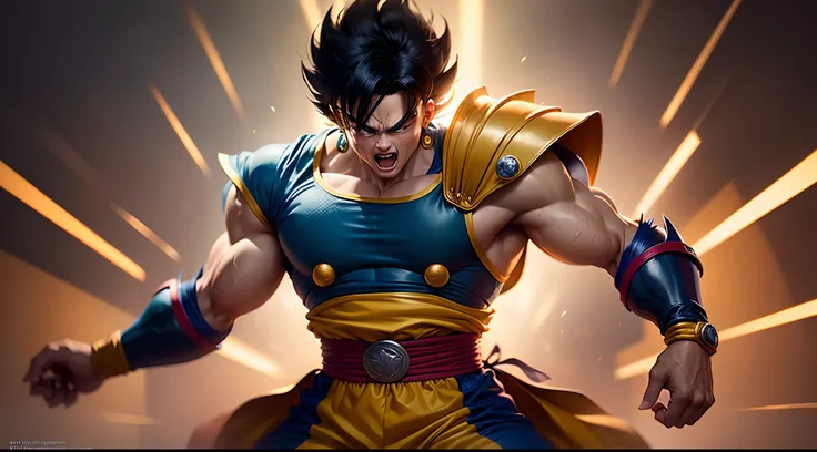 Crie uma imagem aonde o personagem da franquia Dragon Ball Yamcha se torna um cavaleiro de ouro da franquia Saint Seiya