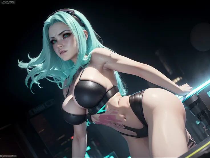 (((rebecca))) (hair aqua color )(cyberpunk edgerunner)) (((enormes tetas)))  8k,((cuerpo completo))(((Amazing tits)))caliente, hermosa,((Hornie)), 8k, hiperrealista todo como un motor irreal trazado de rayos render ((estilo humano hiperealista)),(((Empty d...