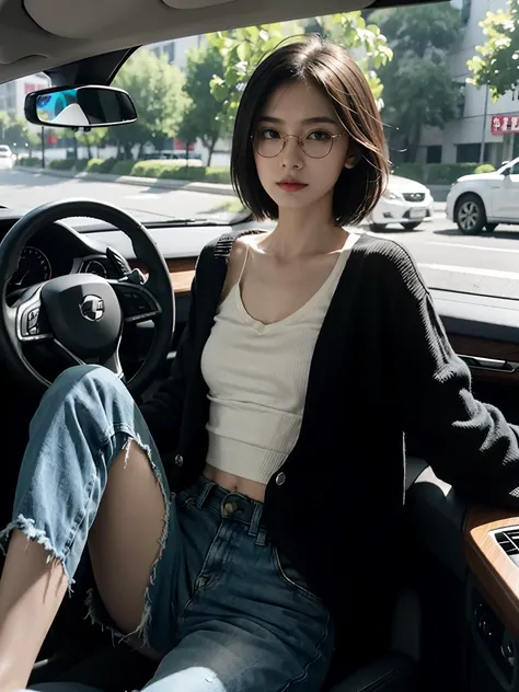 ((smallunderboob,Tomboyish,small heads)), (Well-defined abs: 1.1), (perfect bodies: 1.1), (short-length straighthair: 1.2), Black hair, upper body photos, attractive collarbone，nabel，（极其细致的CG 8k壁纸），（Extremely refined and beautiful），（tmasterpiece），（best qua...