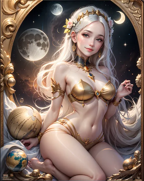 birth chart, Venus, light, moon, sun, planet, star, gentle smile, rococo