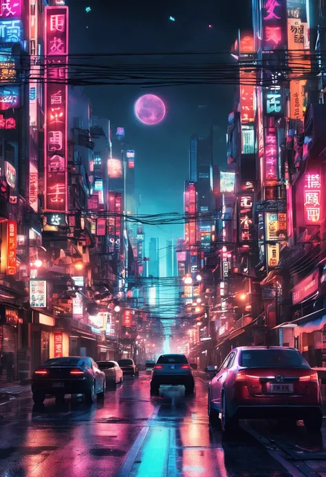 A Japanese city with futuristic style with several mirrored buildings with vibrant lighting and many twinkling lights in the realistic style of ultra HD signs beautiful wallpaper set of images and realistic buildings with gleaming license plates