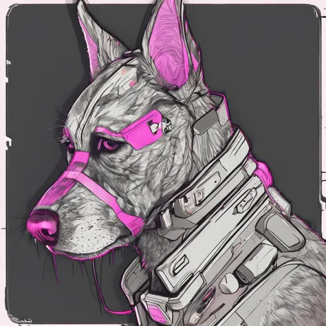 Cyberpunk style furry human dog