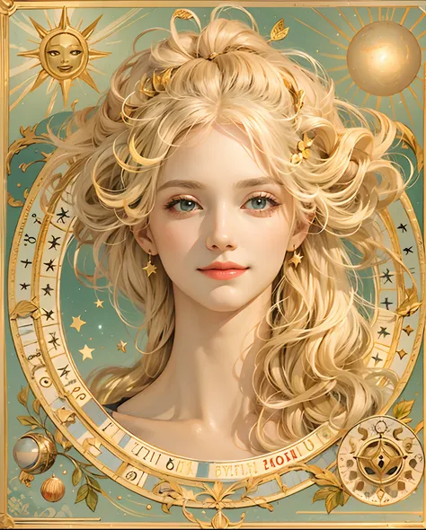 birth chart, Venus, light, moon, sun, planet, star, gentle smile, rococo