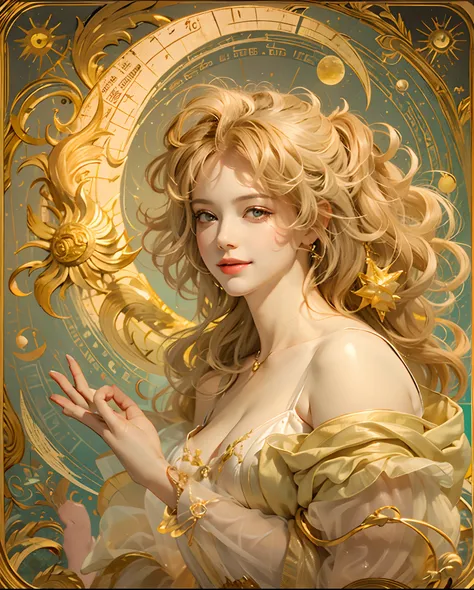 birth chart, Venus, light, moon, sun, planet, star, gentle smile, rococo