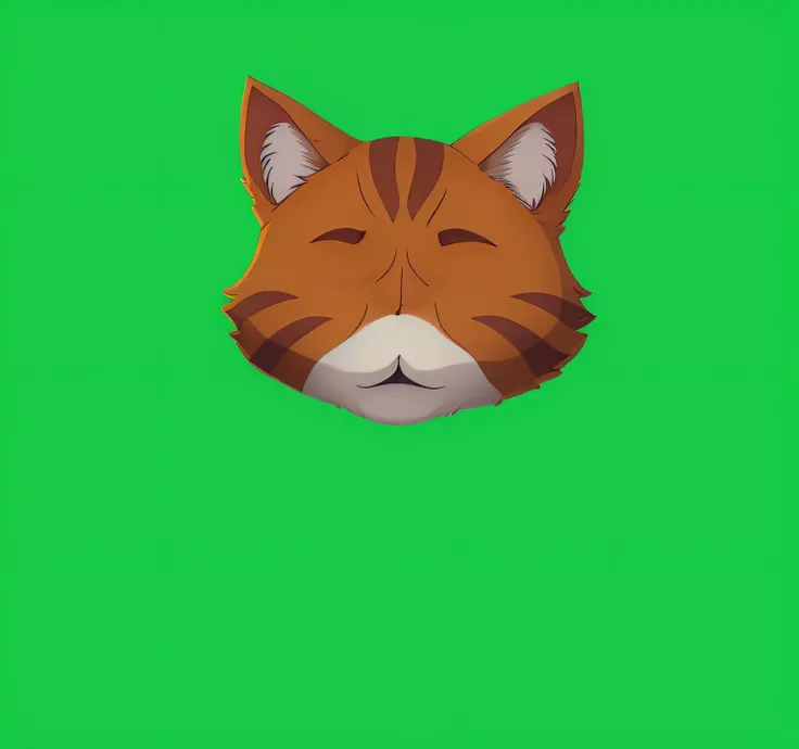 There is a cat with a green background and a green screen, sem linha, cat head, 4 k hd cara de pele!!!, Retrato de personagem peludo, generic furry style, Ashfur de gatos guerreiros, sem texto, Gato Anime, quanto ele faz, cel plano sombreado, Gato Anime Re...