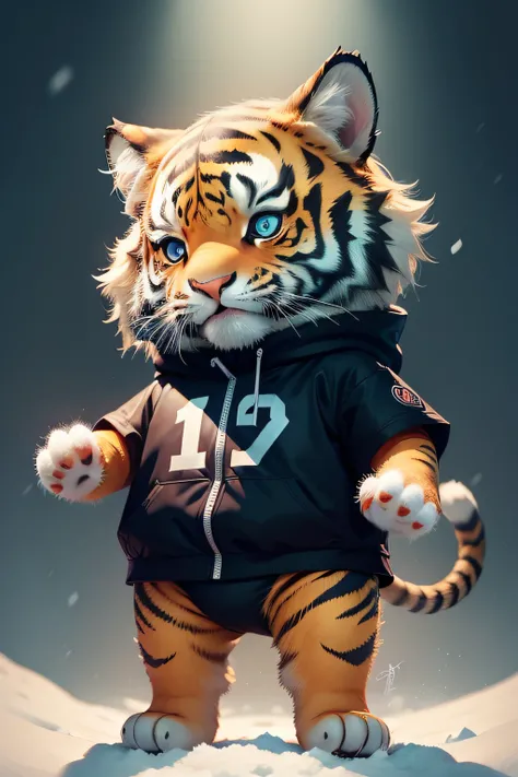 Cute anthropomorphic tiger baby，number art，Furry fur，eyes with brightness，yuki，snowflower .. 2，Trend Art Station，16Kghibli style，pixar-style，hyper qualit，octaneratingrendering，beautiful illumination，- Quality 2-upbeta-Chaos 10