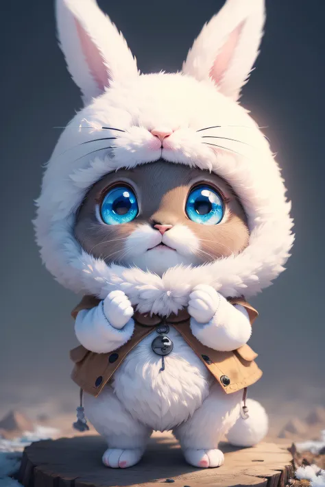 Cute anthropomorphic bunny baby，number art，Furry fur，eyes with brightness，yuki，snowflower .. 2，Trend Art Station，16Kghibli style，pixar-style，hyper qualit，octaneratingrendering，beautiful illumination，- Quality 2-upbeta-Chaos 10