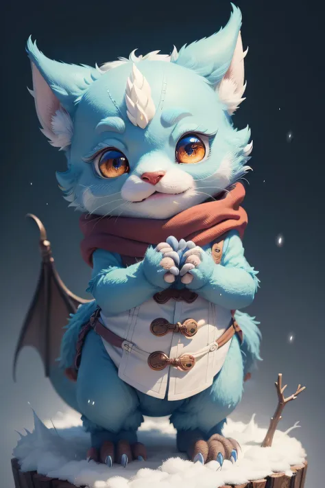 Cute anthropomorphic old dragon baby，number art，Furry fur，eyes with brightness，yuki，snowflower .. 2，Trend Art Station，16Kghibli style，pixar-style，hyper qualit，octaneratingrendering，beautiful illumination，- Quality 2-upbeta-Chaos 10