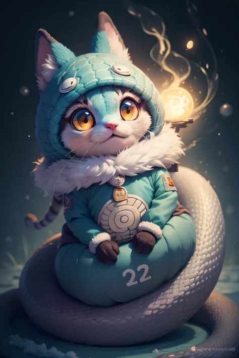 Cute anthropomorphic old snake baby，number art，Furry fur，eyes with brightness，yuki，snowflower .. 2，Trend Art Station，16Kghibli style，pixar-style，hyper qualit，octaneratingrendering，beautiful illumination，- Quality 2-upbeta-Chaos 10