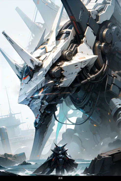 white color mecha，Mechanical elegance，High purity and mystery，Classical Ocean，abyssal