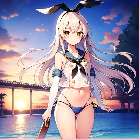 top-quality、extremely delicate and beautiful、shimakaze（Ship This）。is standing