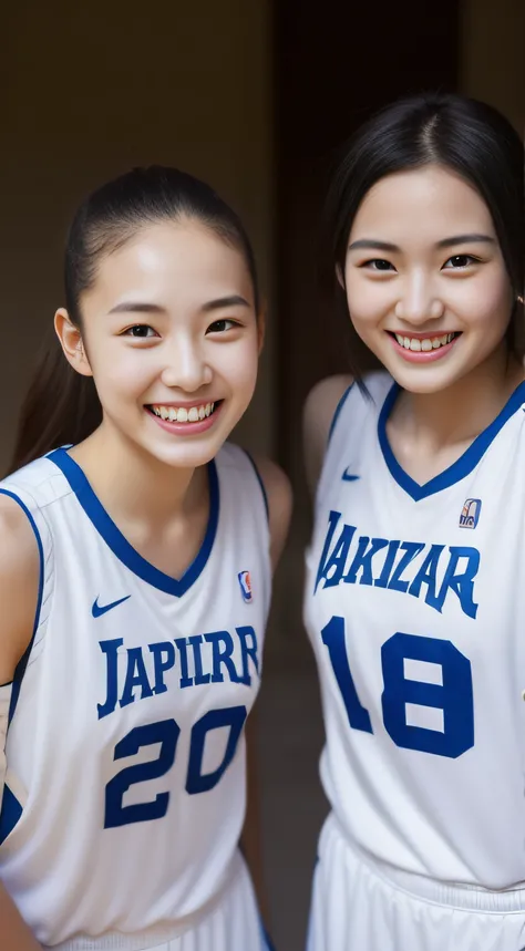 basketball、hiquality、A hyper-realistic、healthy、Smiling expression、Slender perfect figure、Japan beauties、Beautiful eyes、Beautiful double、Beautiful skin