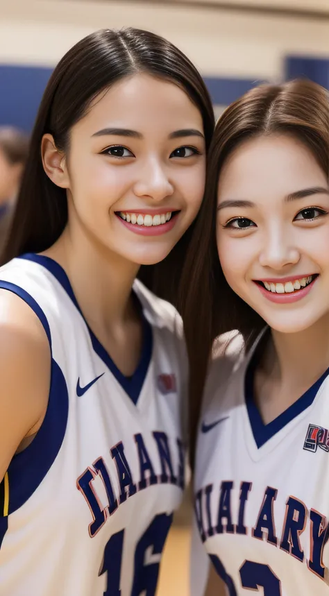 basketball、game、hiquality、A hyper-realistic、healthy、Smiling expression、Slender perfect figure、Japan beauties、Beautiful eyes、Beautiful double、Beautiful skin